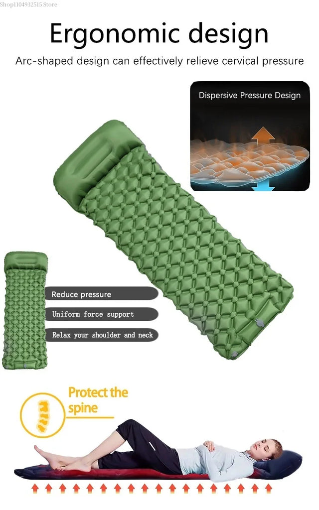 SHXI Ultralight Diamond-Shaped Inflatable Sleeping Pad – Single Person, Waterproof TPU Camping Mat
