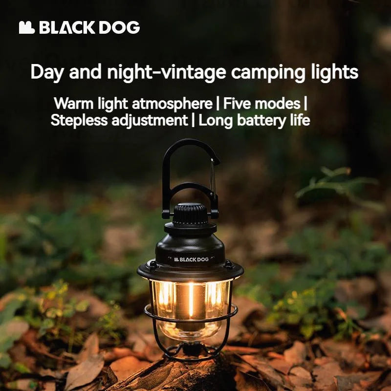 Naturehike Blackdog Camping Hanging Light – Portable Vintage LED Tent Lantern, IPX3 Waterproof, Ultralight 155g with 2000mAh Battery