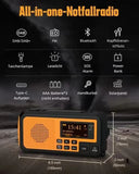 Sayin DAB+/FM Emergency Crank Radio – 5000mAh Solar Powered Bluetooth Speaker with Torch, SOS Alarm & Compass thumbnail 9