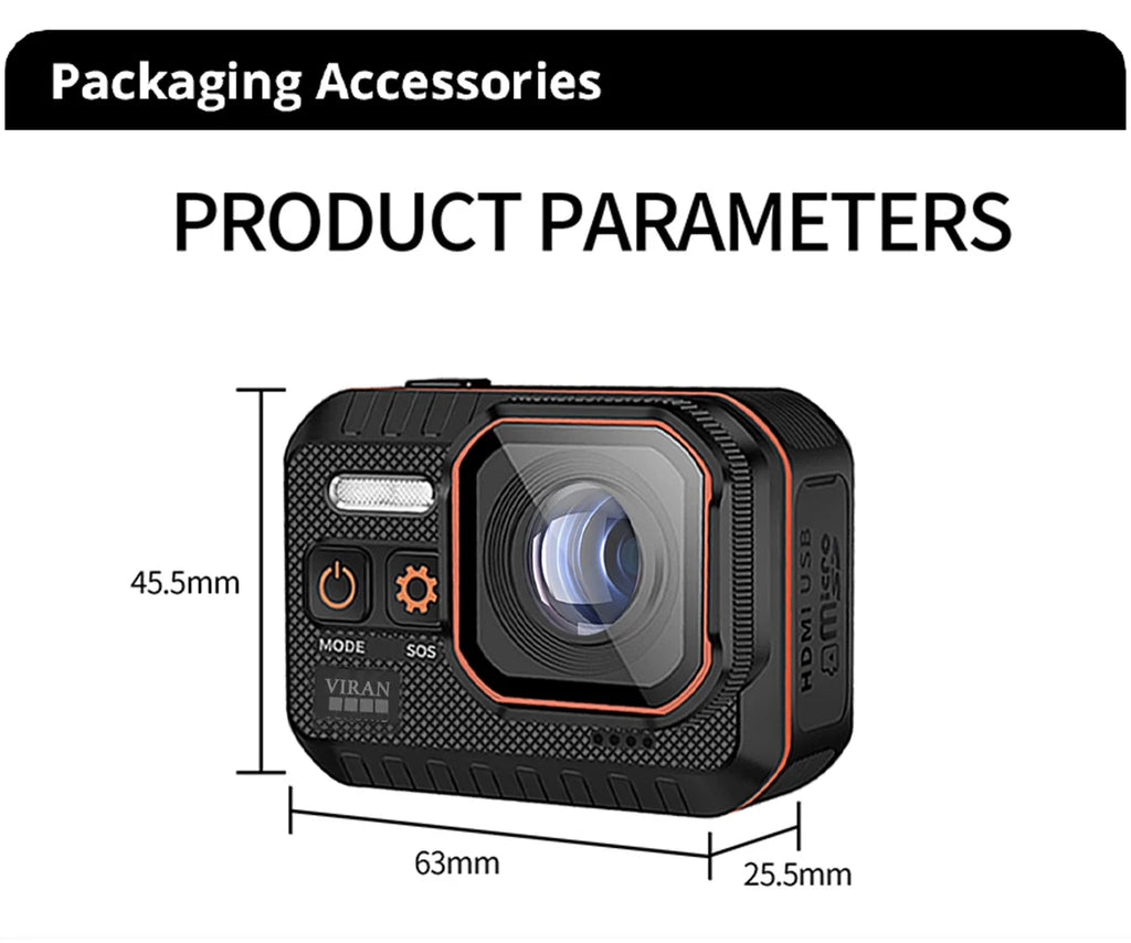 4K60FPS Waterproof Action Camera with Remote Control – Wide-Angle Sport Cam for Outdoor Adventures, Diving & Cycling