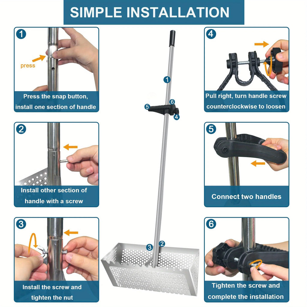 Premium Stainless Steel Sand Flea Rake & Beach Sand Scoop – 16" Wide, Anti-Rust, Ergonomic Design for Treasure Hunting & Metal Detecting