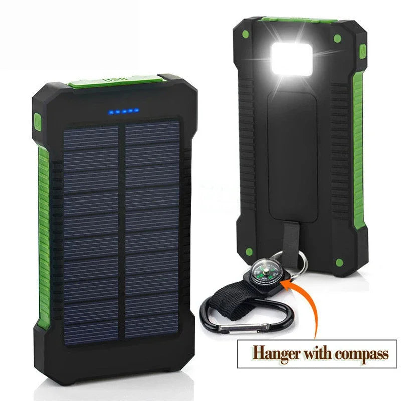200,000mAh Solar Power Bank β Heavy-Duty Outdoor Backup Charger with Dual USB, LED Flashlight & Compass