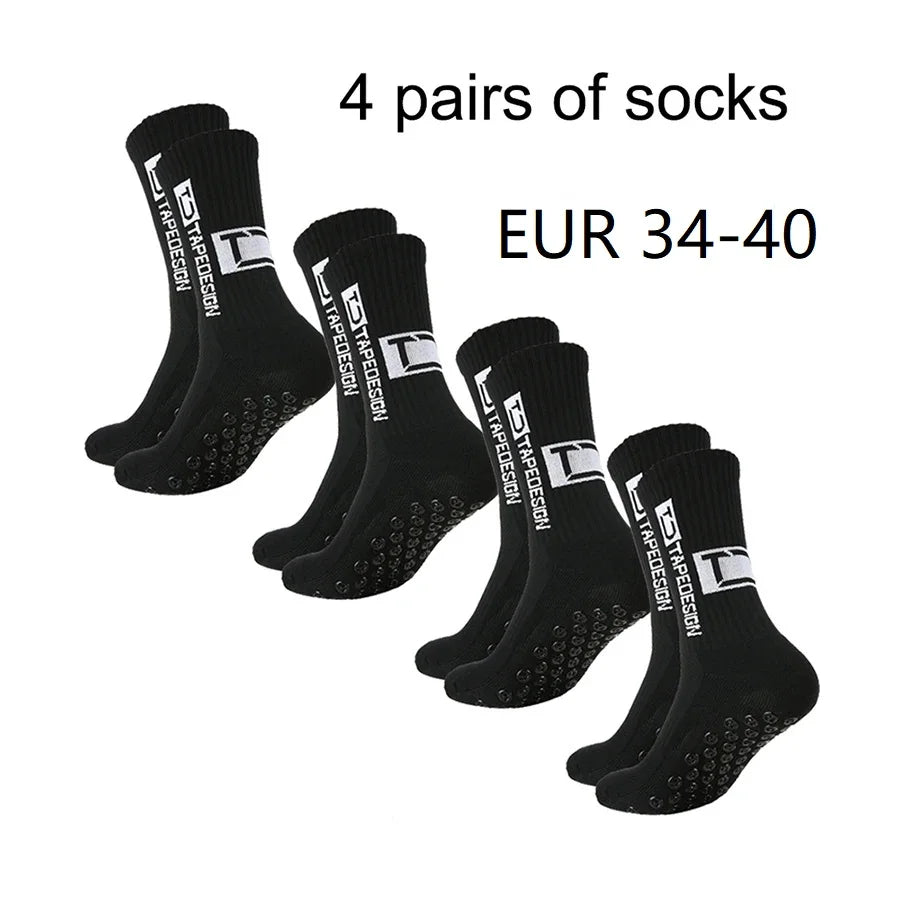 4 Pairs Mid-Tube Non-Slip Football Socks – Breathable & Durable Sports Training Socks (Unisex)
