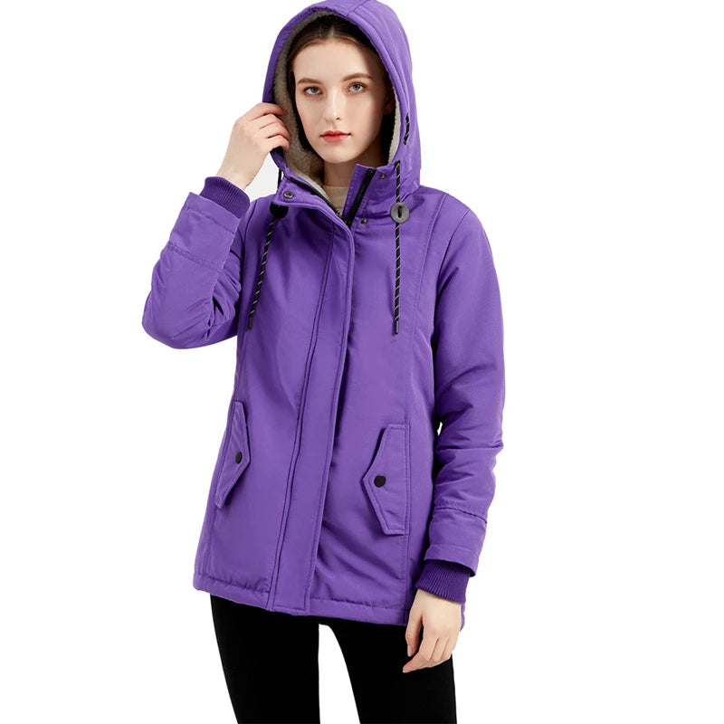 Women's Warm Hooded Parka – Thick Plush Mid-Length Winter Coat (S–5XL)