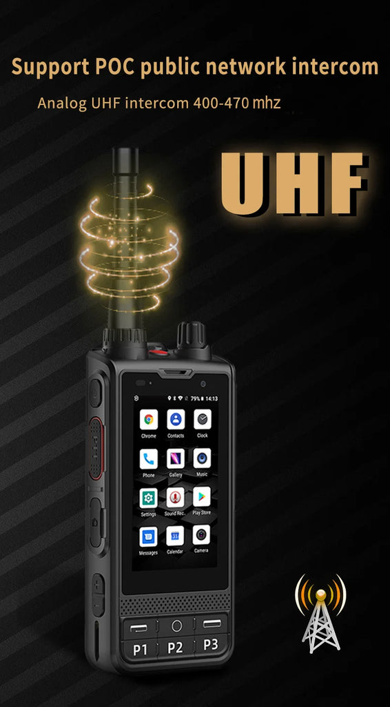 ANYSECU W6PLUS Android 10 4G LTE Network & Analog UHF Walkie Talkie | IP68 Waterproof, Zello & REAL-PTT Compatible