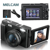 Melcam 4K Digital Camera with Flip Screen – 48MP Autofocus Vlogging Camera for Photography & Video, Anti-Shake, Flash, 16X Zoom thumbnail 1
