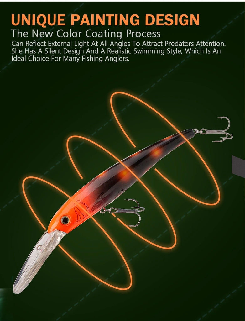 GOBASS 160mm Floating Minnow Fishing Lure β 22g Laser Crankbait for Freshwater & Saltwater | Trolling Wobbler Hard Bait