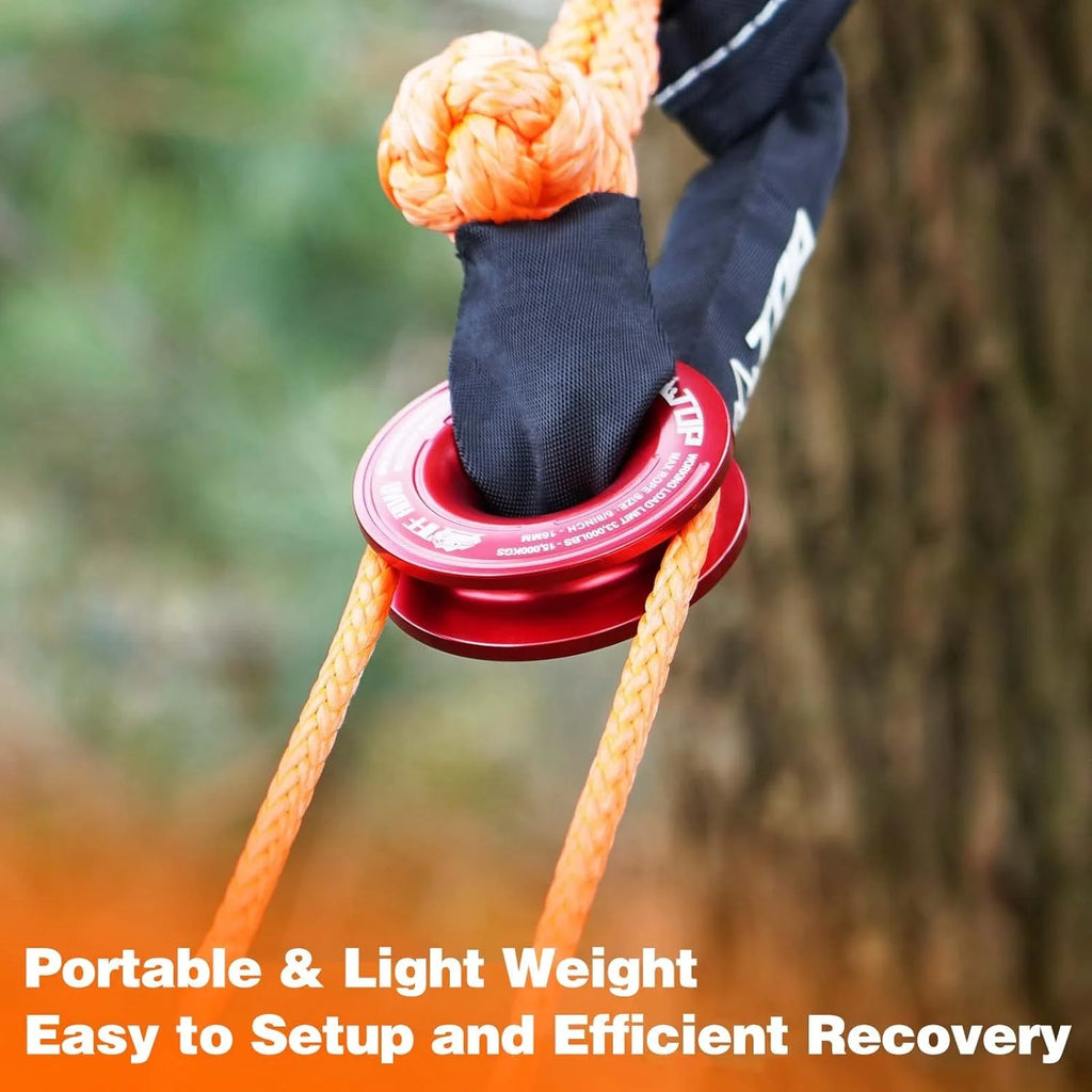 48,300 lbs Synthetic Soft Shackle & 66,000 lbs Recovery Ring Set – Heavy-Duty Off-Road Winch Recovery Kit (2 PCS)