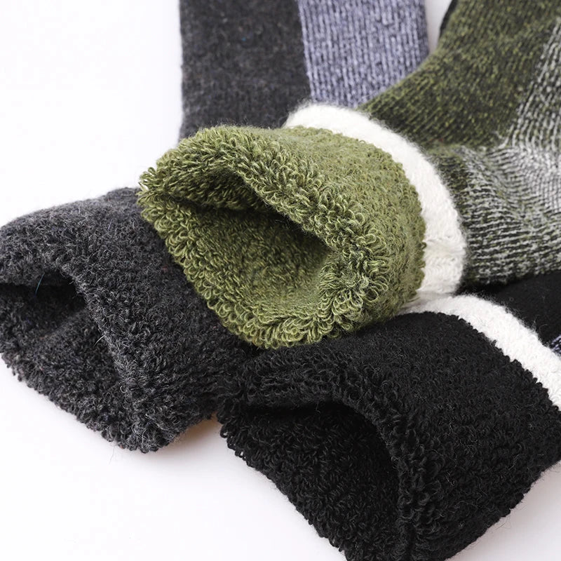 3 Pairs Merino Wool Thermal Socks for Men – Super Thick Winter Crew Socks with Fleece Terry Lining