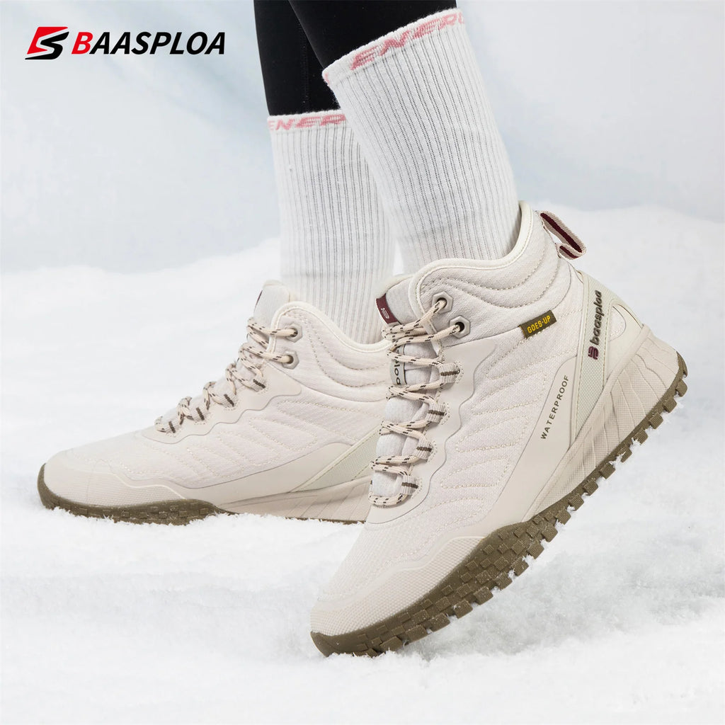 Baasploa Women’s Waterproof Winter Snow Boots – Plush Lined, Non-Slip Outdoor Sneakers