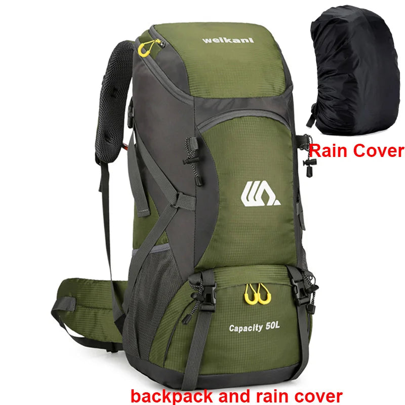 50L Waterproof Hiking Backpack – Large Travel Rucksack with Shoe Compartment