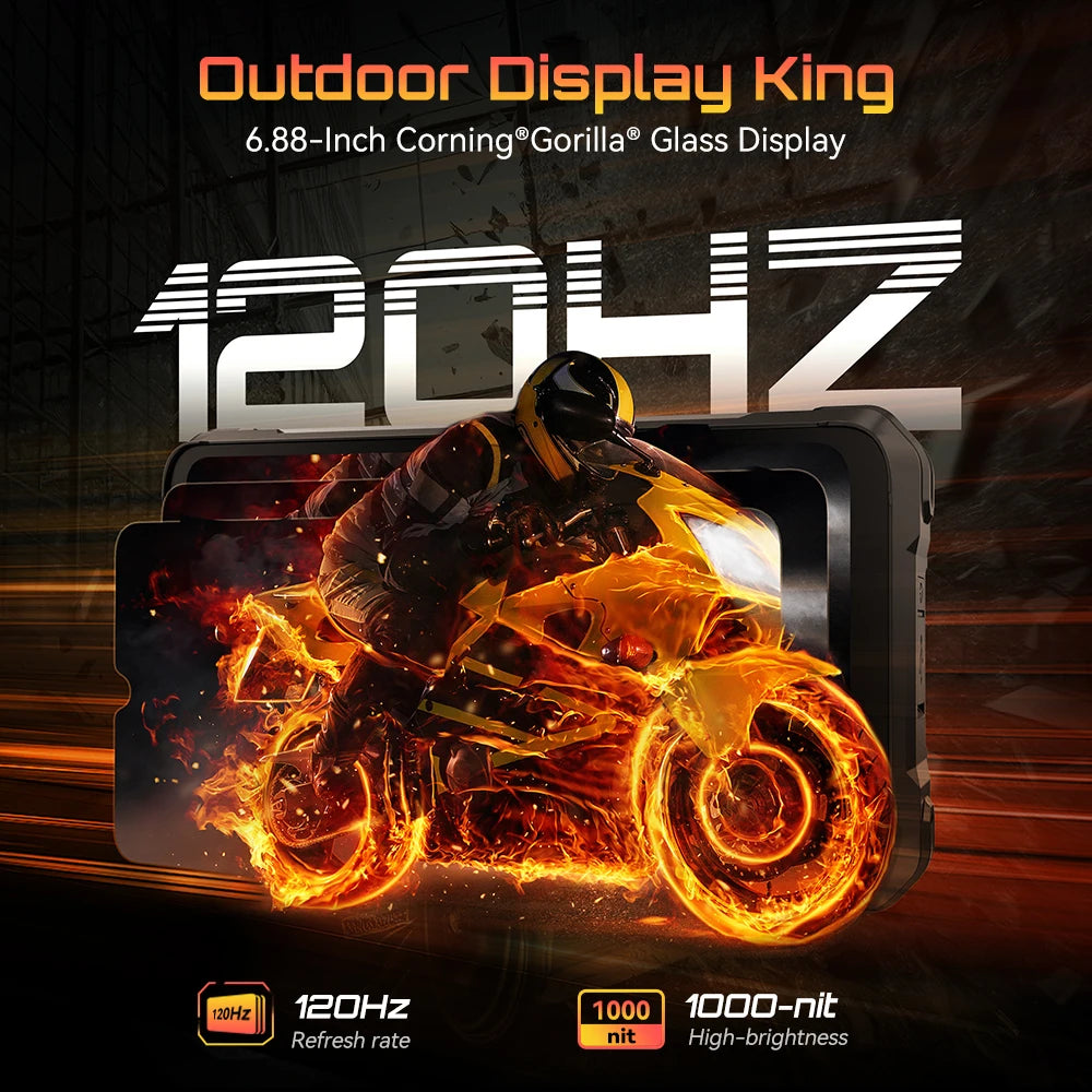 Cubot KingKong Power 5 – Rugged Smartphone with 15300mAh Battery, 6.88" 120Hz Display, Android 15, 16GB RAM + 128GB Storage, IP68/IP69K