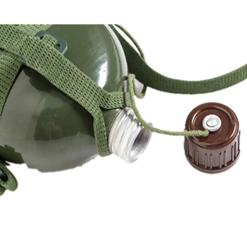 Military-Grade Aluminum Water Bottle with Shoulder Strap – 2L/3L Canteen & Cooking Cup for Hiking & Outdoor Survival