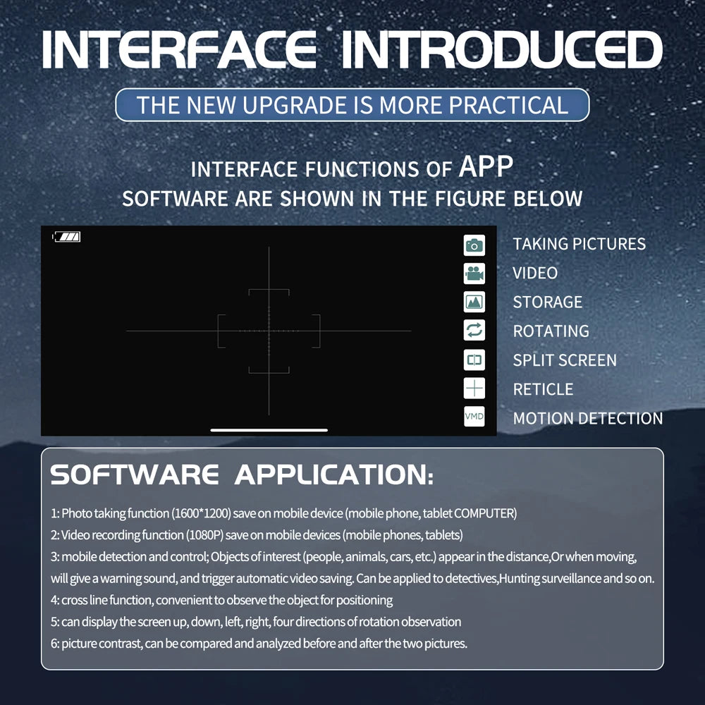WiFi Digital Telescope 70X Zoom with 2MP Camera & 1080p Video | Mobile Detective Crosshairs Positioning | Lightweight & Portable Design