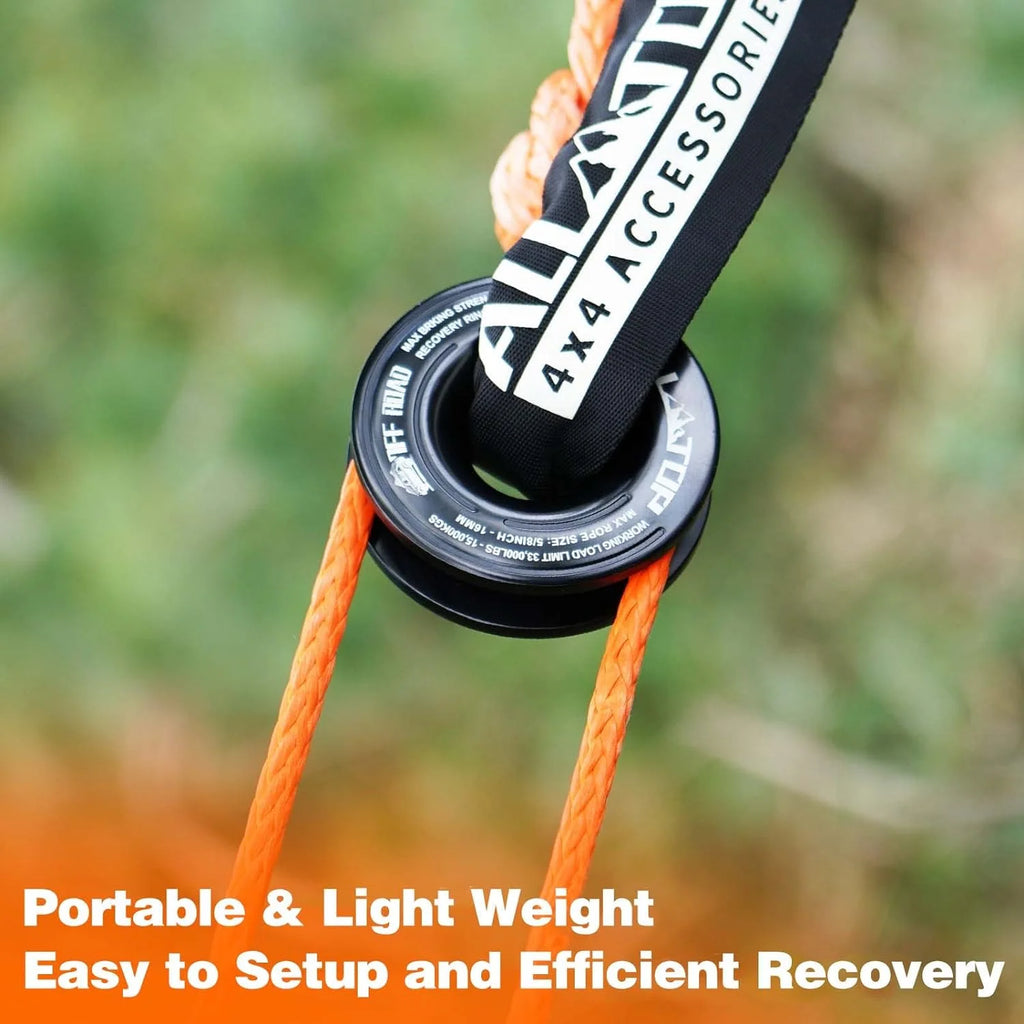 48,300 lbs Synthetic Soft Shackle & 66,000 lbs Recovery Ring Set – Heavy-Duty Off-Road Winch Recovery Kit (2 PCS)