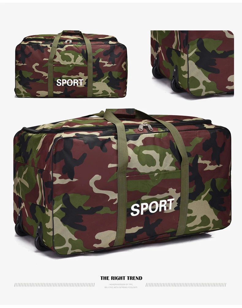 Camouflage Waterproof Oxford Travel Duffle Bag – Large Capacity Moving & Storage Bag