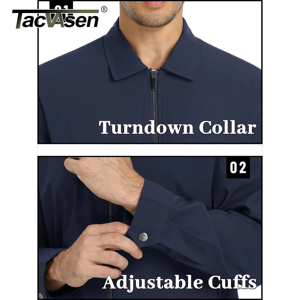 TACVASEN Men’s Lightweight Bomber Jacket – Casual Zip-Up Workwear for Spring & Fall, Water-Resistant Outdoor Windbreaker