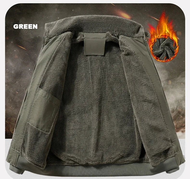 Men's Pilot Bomber Jacket – Winter Fleece-Lined Tactical Windbreaker