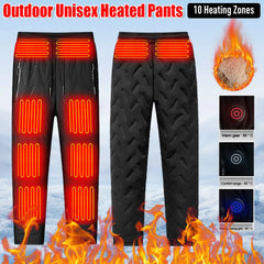 Unisex Heated Pants with 10 Heating Zones | USB Electric Thermal Trousers for Winter Outdoor Sports | Waterproof & Adjustable