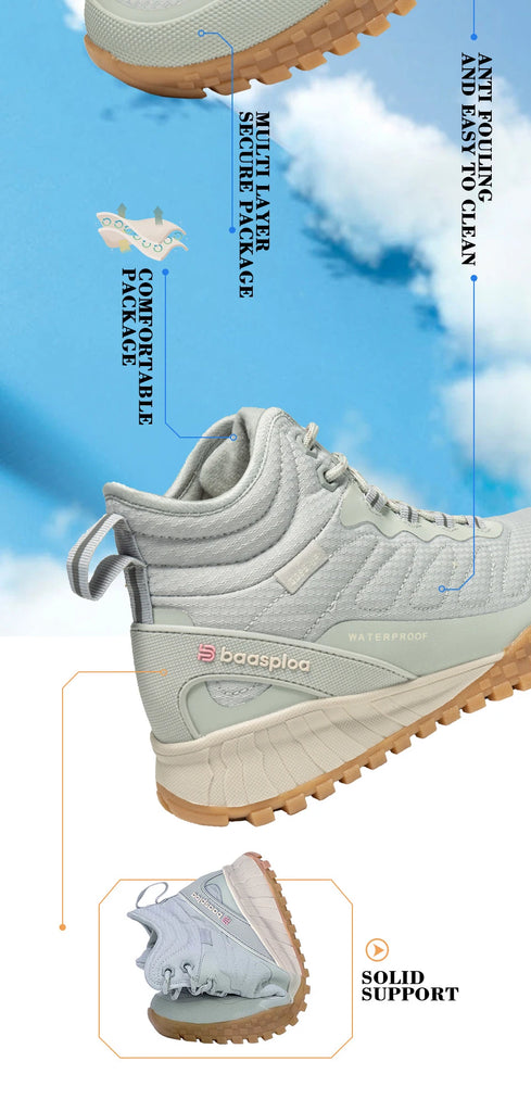 Baasploa Women’s Waterproof Winter Snow Boots – Plush Lined, Non-Slip Outdoor Sneakers