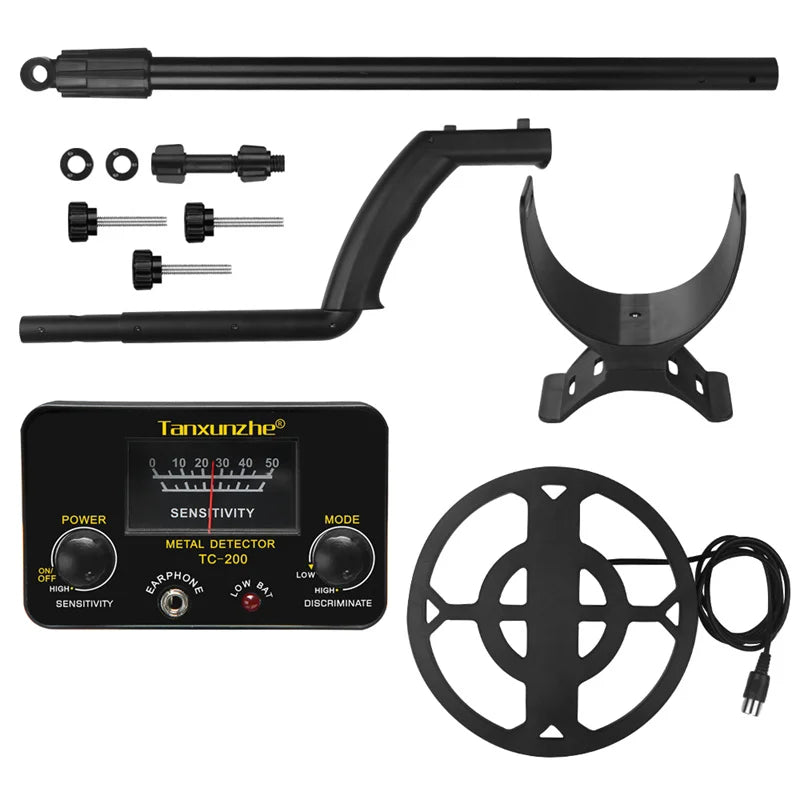 TC-200 Advanced Metal Detector – Adjustable Underground Gold & Metal Tracker with Waterproof Search Coil