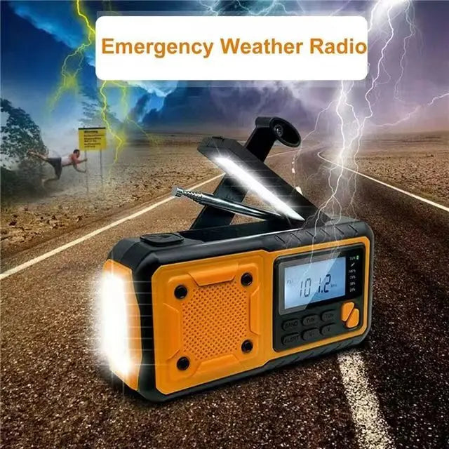 5000mAh Emergency Hand Crank & Solar Radio – AM/FM/SW, NOAA Weather Alerts, Power Bank, LED Flashlight, SOS Alarm