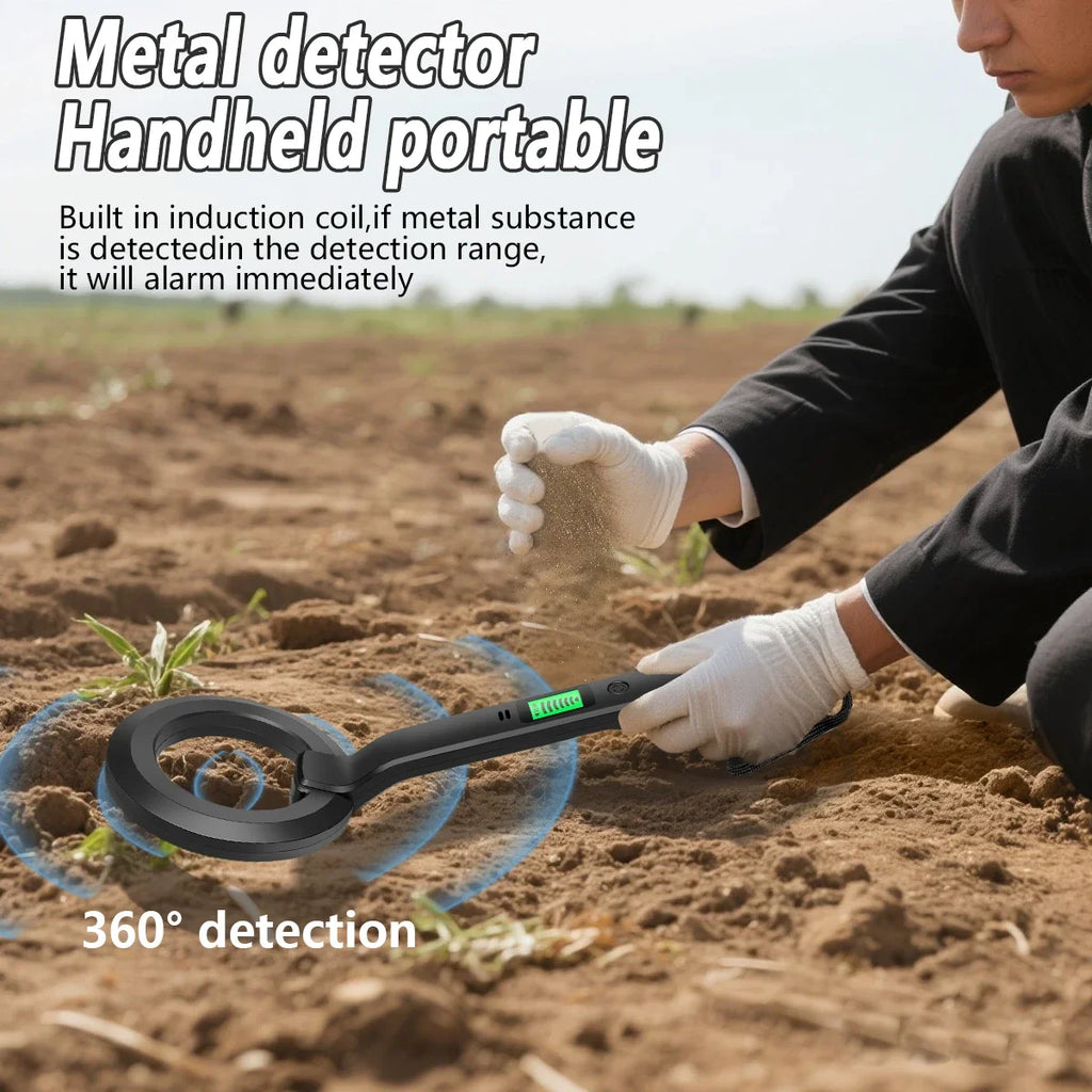 High-Sensitivity Handheld Metal Detector with LCD Display, Vibration & Audio Alerts – 360° Detection for Security, Industrial & Treasure Hunting Use