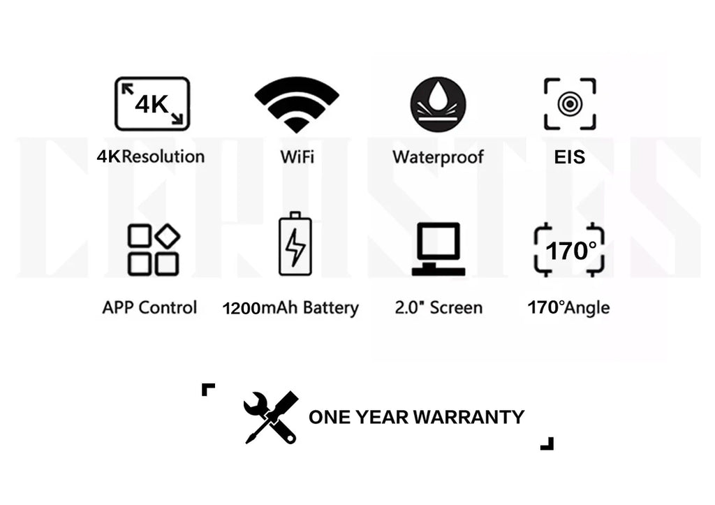 CERASTES V9 4K Ultra HD WiFi Action Camera – Dual Screen, Waterproof, Remote Control, EIS Stabilization