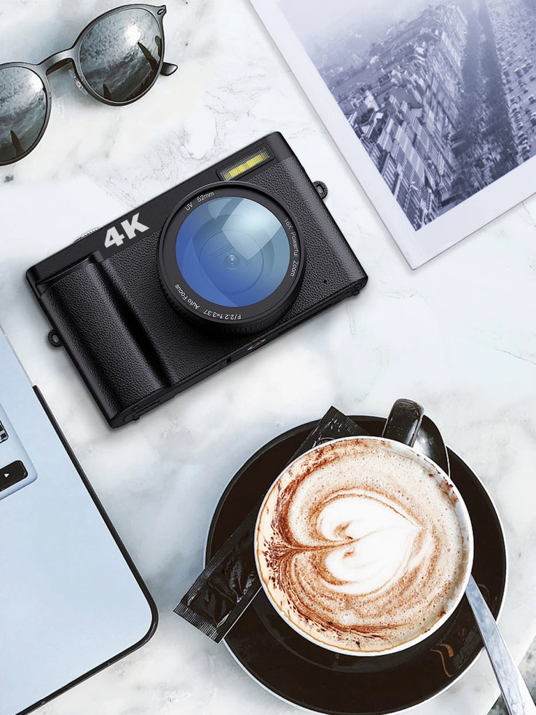 Melcam 4K Digital Camera with Flip Screen – 48MP Autofocus Vlogging Camera for Photography & Video, Anti-Shake, Flash, 16X Zoom