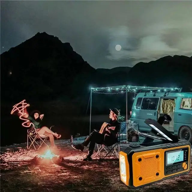 5000mAh Emergency Hand Crank & Solar Radio – AM/FM/SW, NOAA Weather Alerts, Power Bank, LED Flashlight, SOS Alarm