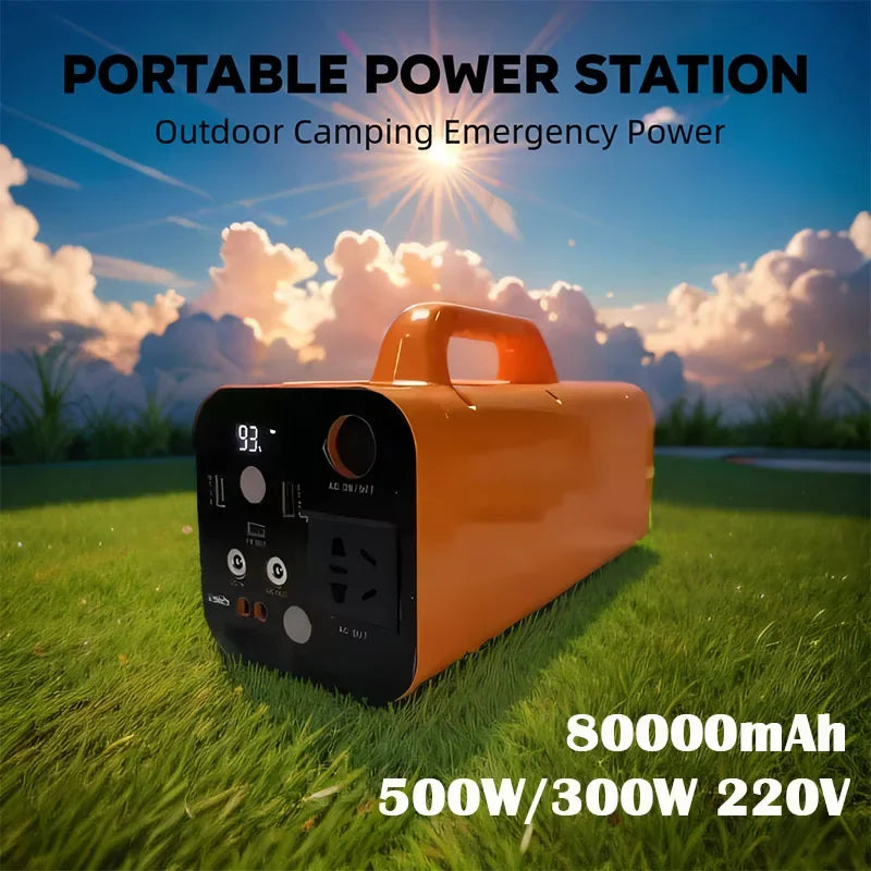 Robinella 500W Portable Power Station – 80000mAh LiFePO4 Battery Backup | AC/DC/USB Output | Outdoor Camping & Emergency Power Supply (220V)