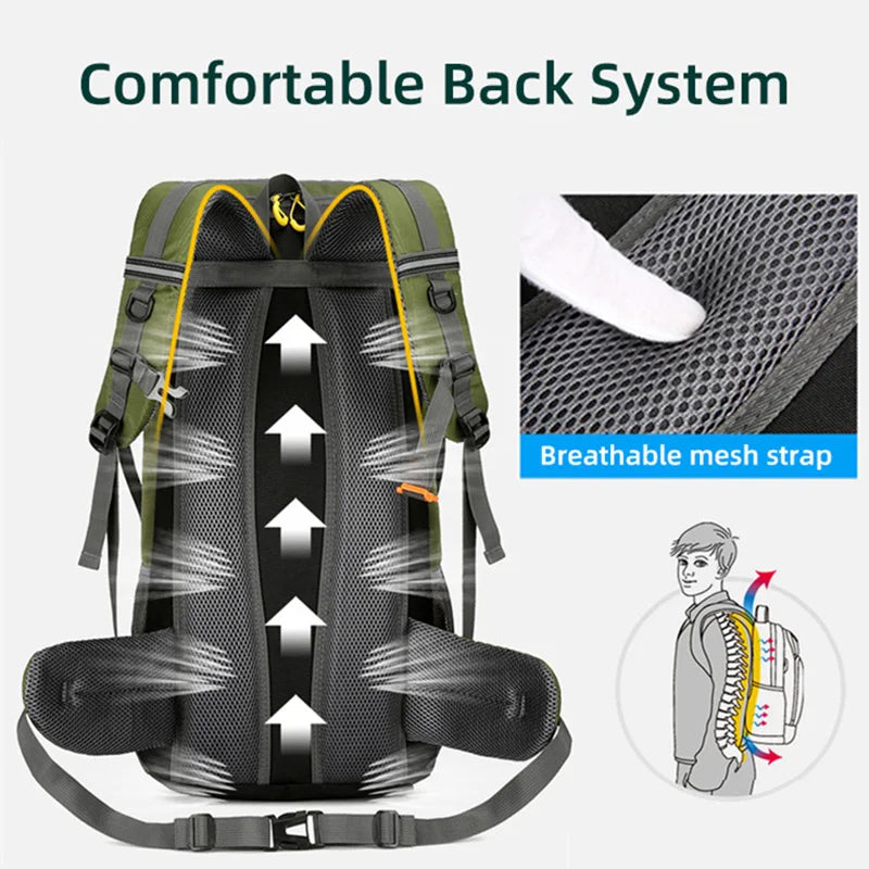 50L Waterproof Hiking Backpack – Large Travel Rucksack with Shoe Compartment