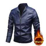 Men's PU Leather Stand Collar Motorcycle Jacket – Casual Windbreaker Biker Coat thumbnail 35