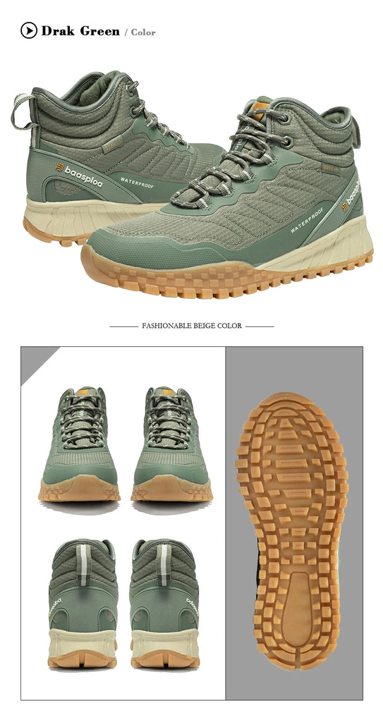 Baasploa Women’s Waterproof Winter Snow Boots – Plush Lined, Non-Slip Outdoor Sneakers