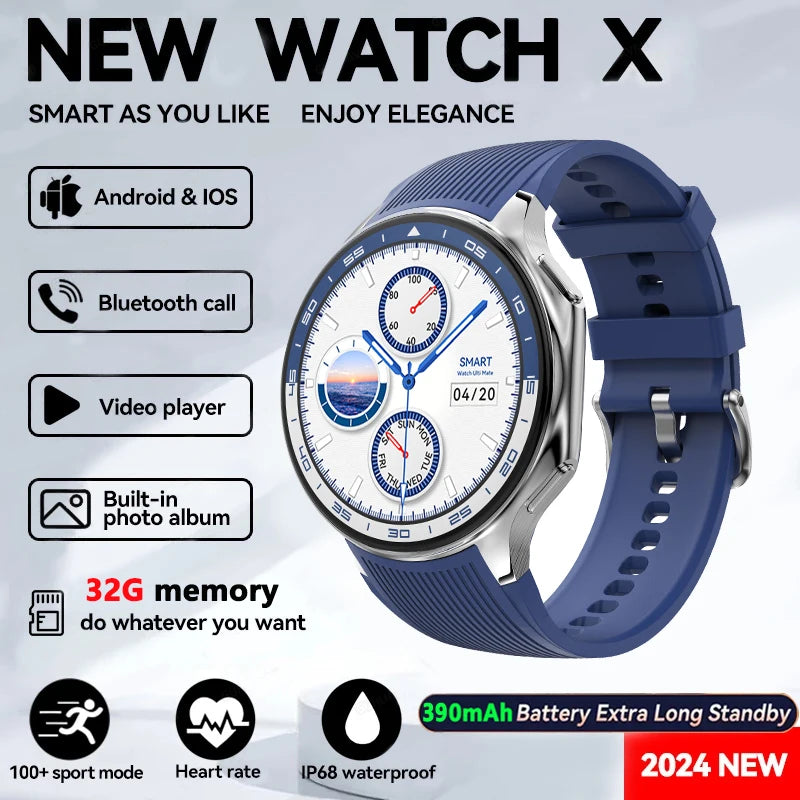 OPPO Watch X Smartwatch – 1.43" AMOLED Display, 4GB MP4/MP3 Player, Bluetooth 5.3, Multi-Sport & Health Tracking, IP68 Waterproof