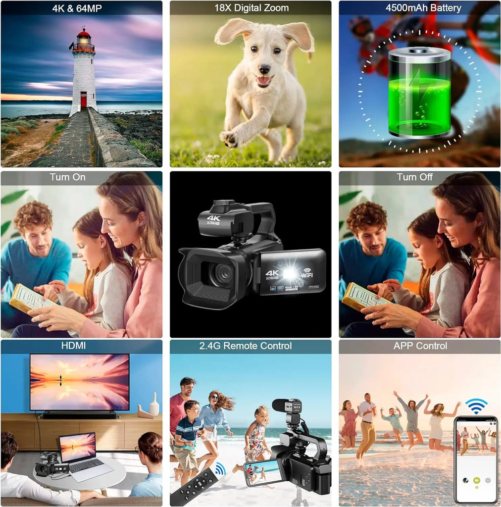 KOMERY 6K Ultra HD Professional Camcorder – 64MP YouTube & Streaming Camera