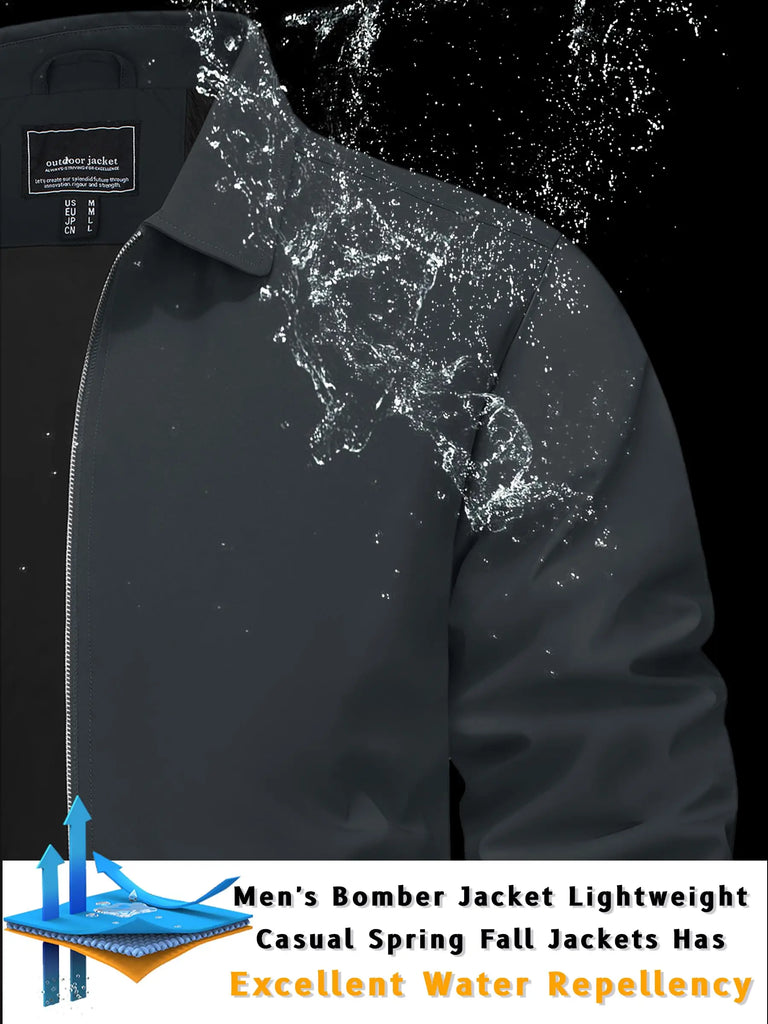 TACVASEN Men’s Lightweight Bomber Jacket – Casual Zip-Up Workwear for Spring & Fall, Water-Resistant Outdoor Windbreaker