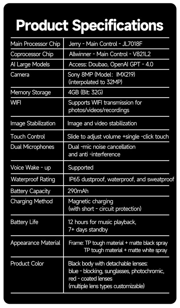 GUHUAVMI Smart Glasses for Men – 8MP Camera | WiFi | Bluetooth | AI Features | IP65 Waterproof