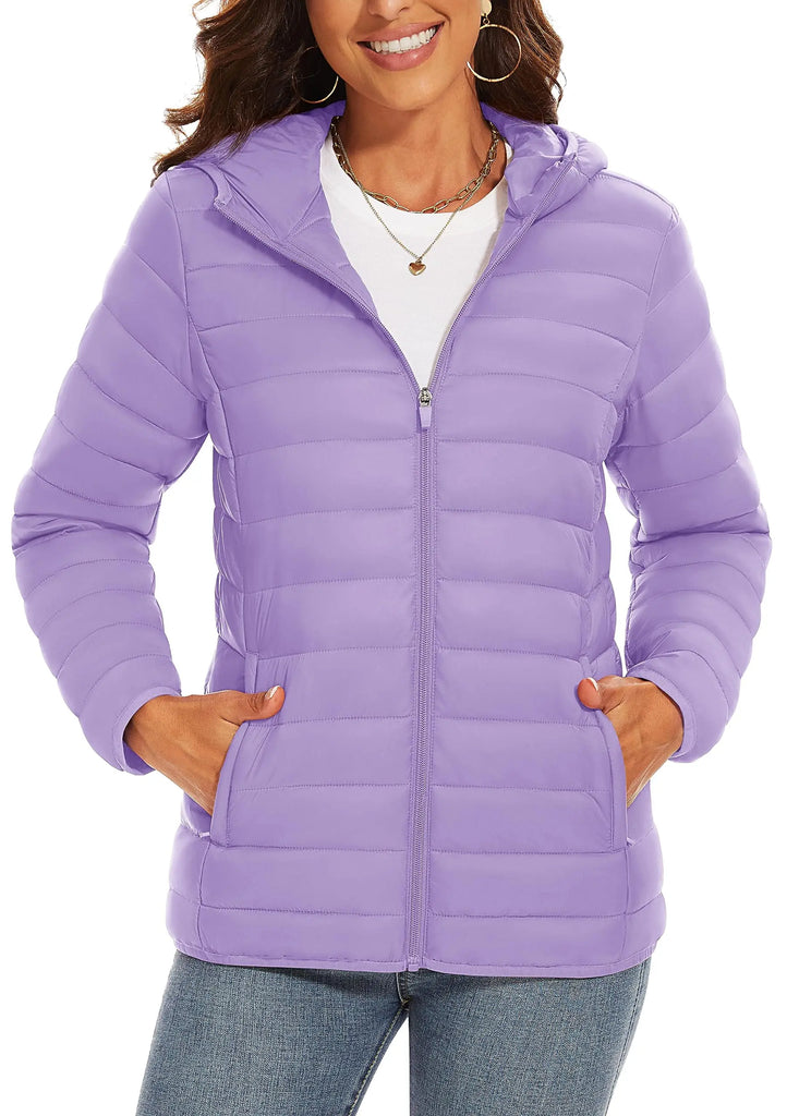 TACVASEN Women’s Full Zip Hooded Puffer Jacket – Lightweight, Warm & Windproof Winter Coat