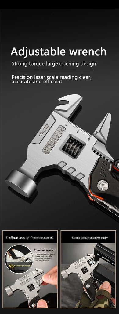 Multifunctional Folding Hammer Tool – 12-in-1 Outdoor Survival & Emergency Gear