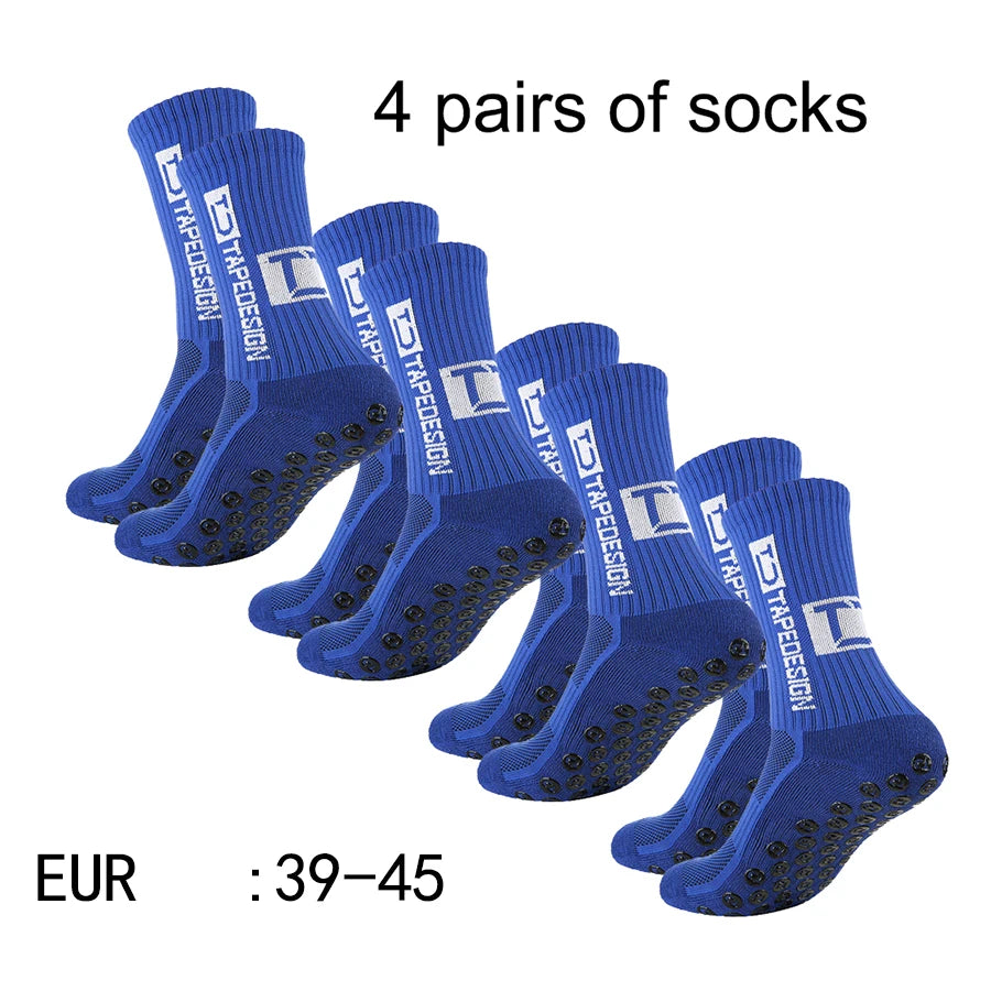 4 Pairs Mid-Tube Non-Slip Football Socks – Breathable & Durable Sports Training Socks (Unisex)