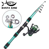SantaKing Spinning Fishing Rod & Reel Combo – Telescopic Rods 1.8M / 2.1M / 2.4M with 5.2:1 3BB Reel, Max Drag 5kg thumbnail 1