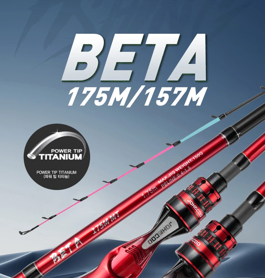 JOHNCOO Sea Fishing Rod 1.75M β MT Cuttlefish & Octopus Rod with Metal Tip, Fuji Rings, Lightweight Carbon Build