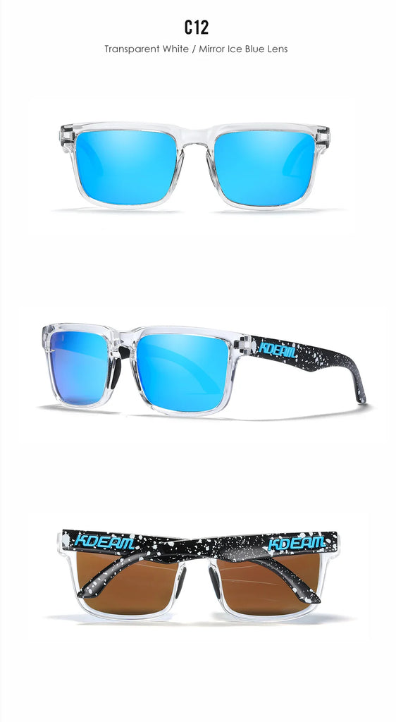 KDEAM Polarized Sunglasses – Unisex Square Frame UV400 Outdoor Eyewear (Red Mirror Lens, Model KD332)