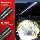 9000000LM Rechargeable Tactical LED Flashlight β 600W, Long-Range Beam, 12000mAh Power Bank, Waterproof & Zoomable thumbnail 12