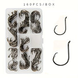 160pcs Stainless Steel Circle Hook Set β 2X Strong Offset Octopus Hooks for Sport Fishing | Corrosion-Resistant & Ultra-Sharp thumbnail 1