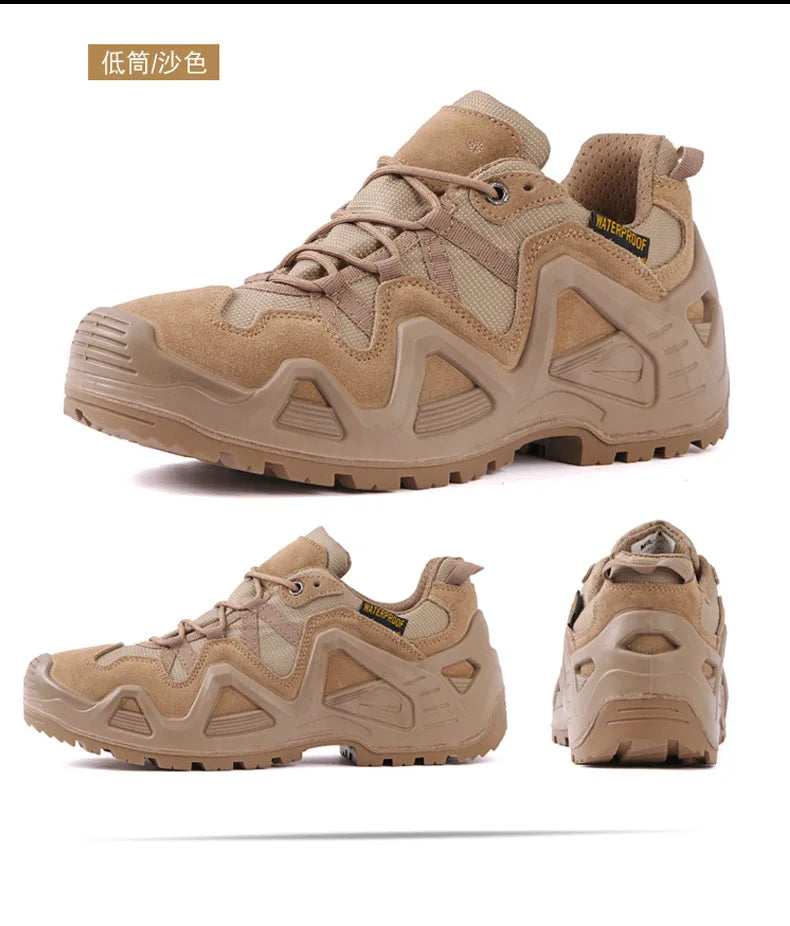 Men’s Tactical Combat Hiking Boots – Waterproof Nylon & Suede Outdoor High Tops for Work, Climbing & Trekking