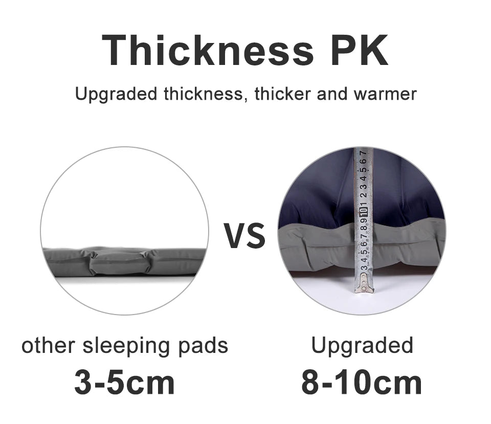 Ultralight Self-Inflating Camping Mattress with Built-In Foot Pump – 10cm Thick TPU Nylon Sleeping Pad for Hiking, Travel & Fishing