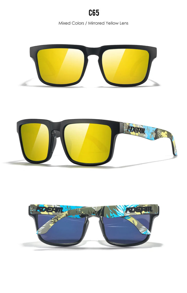 KDEAM Polarized Sunglasses – Unisex Square Frame UV400 Outdoor Eyewear (Red Mirror Lens, Model KD332)