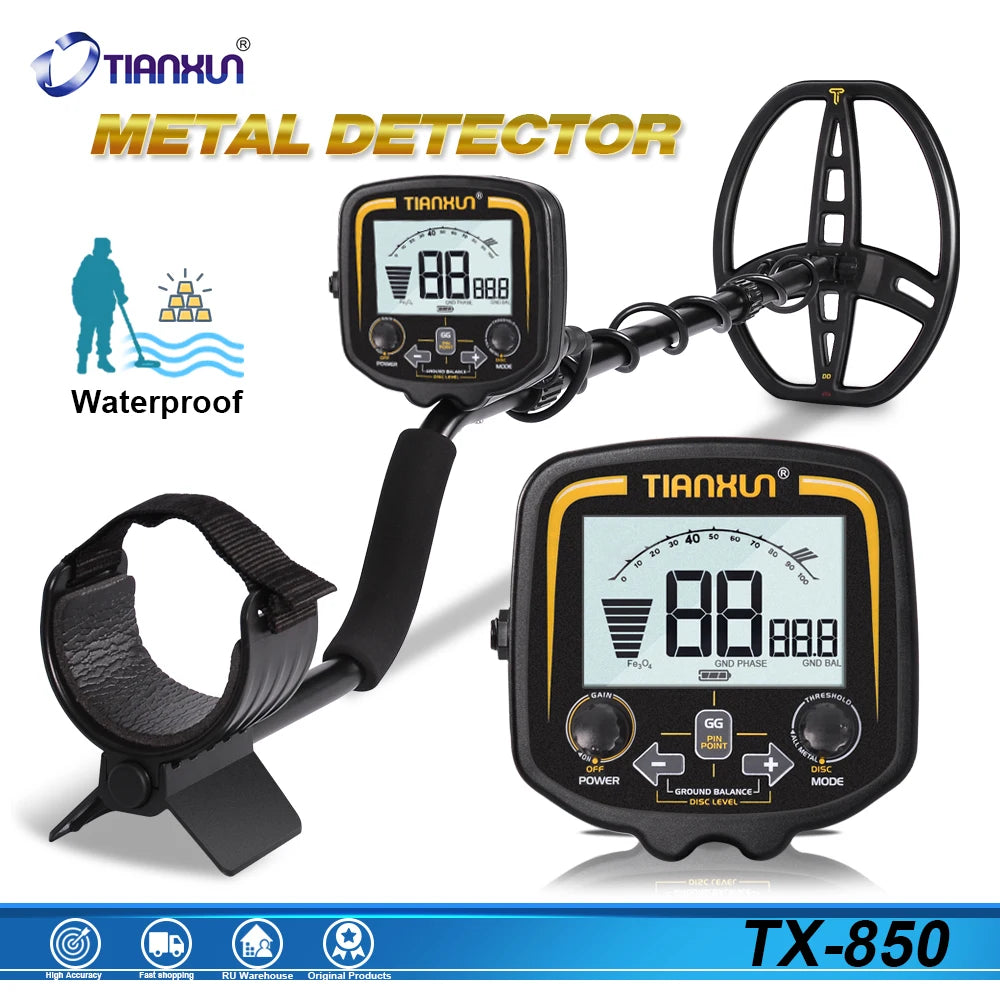 TX-850 Professional Metal Detector – Deep Underground Gold & Treasure Finder (2.5m Depth, 11” Waterproof Coil)